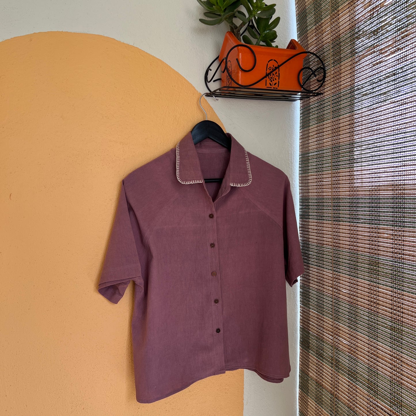 Women's Purple Sand with Hand-Embroidered Collar