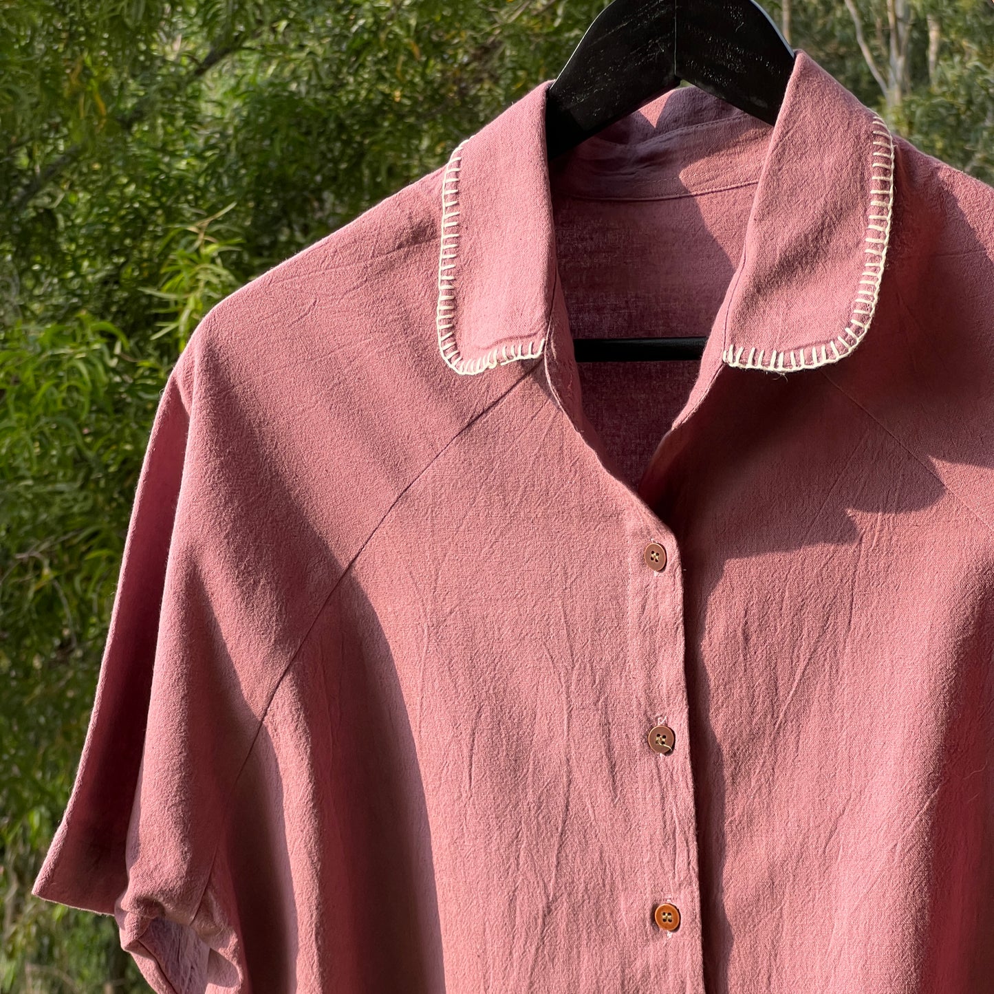 Women's Purple Sand with Hand-Embroidered Collar