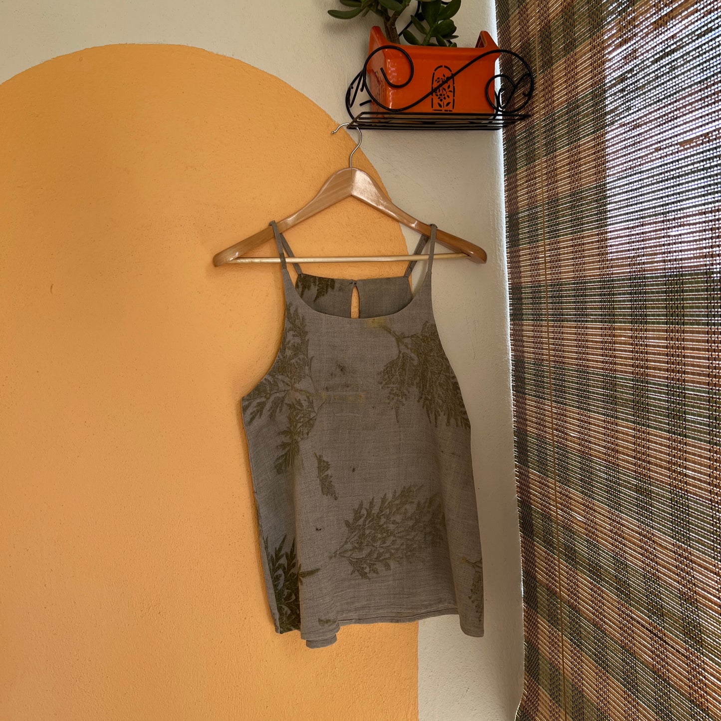 Women’s Eco-Printed Kala Cotton Blouse – Shiny Oak Leaf Impressions