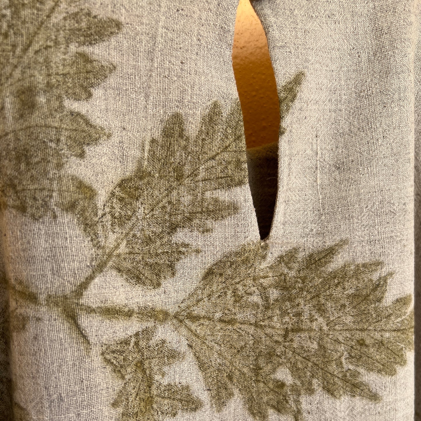 Women’s Eco-Printed Kala Cotton Blouse – Shiny Oak Leaf Impressions