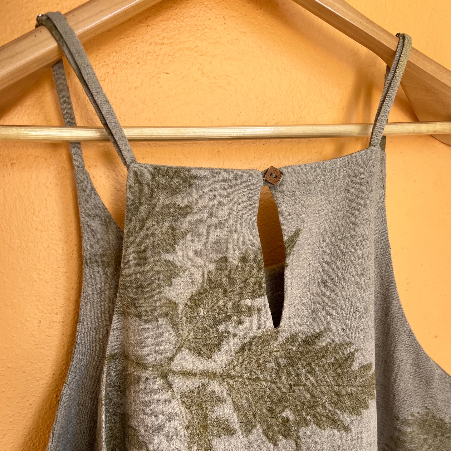 Women’s Eco-Printed Kala Cotton Blouse – Shiny Oak Leaf Impressions