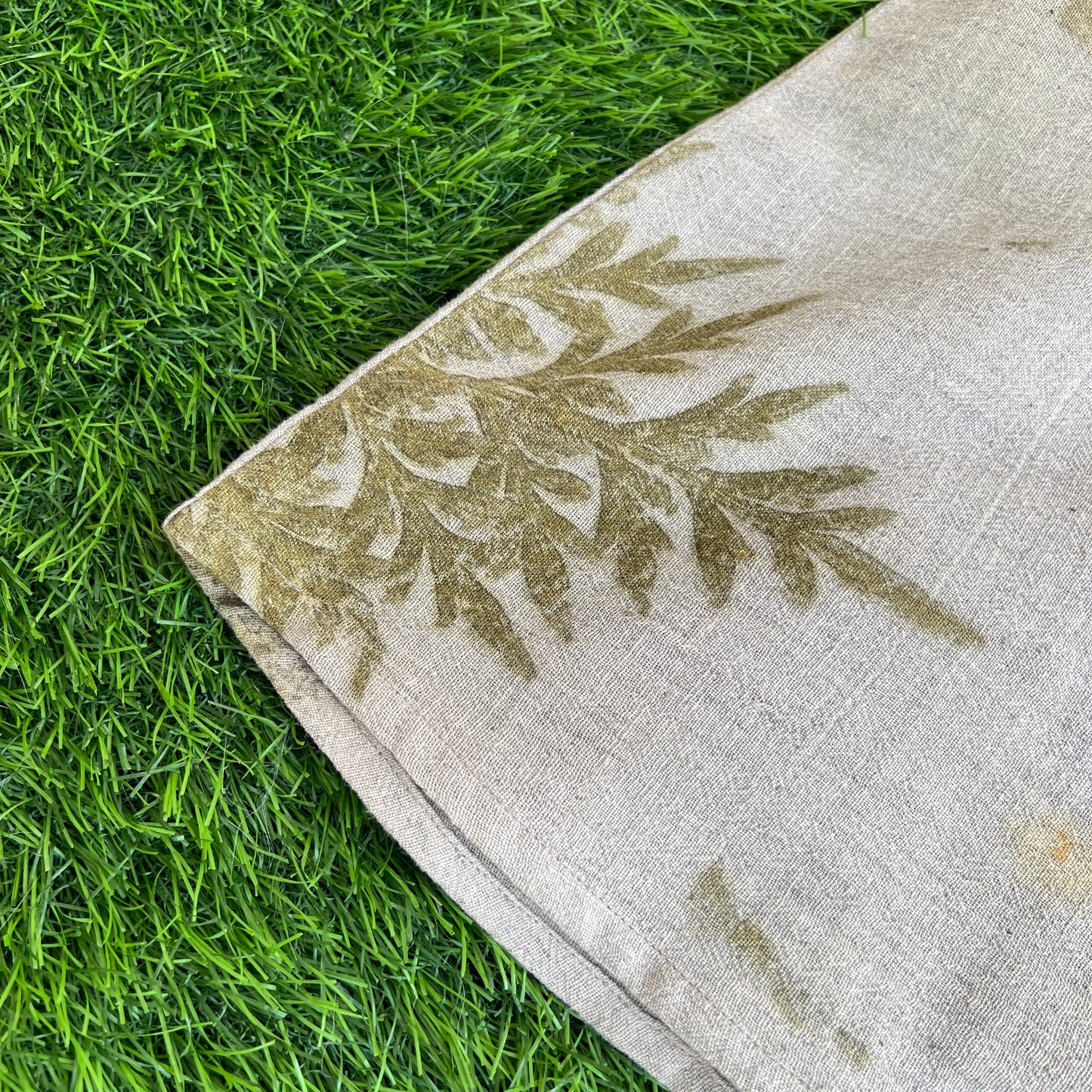 Women’s Eco-Printed Kala Cotton Blouse – Shiny Oak Leaf Impressions