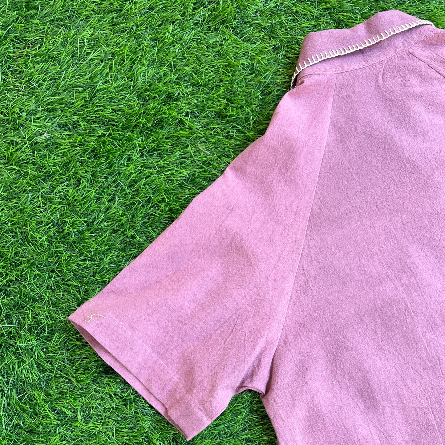 Women's Purple Sand with Hand-Embroidered Collar