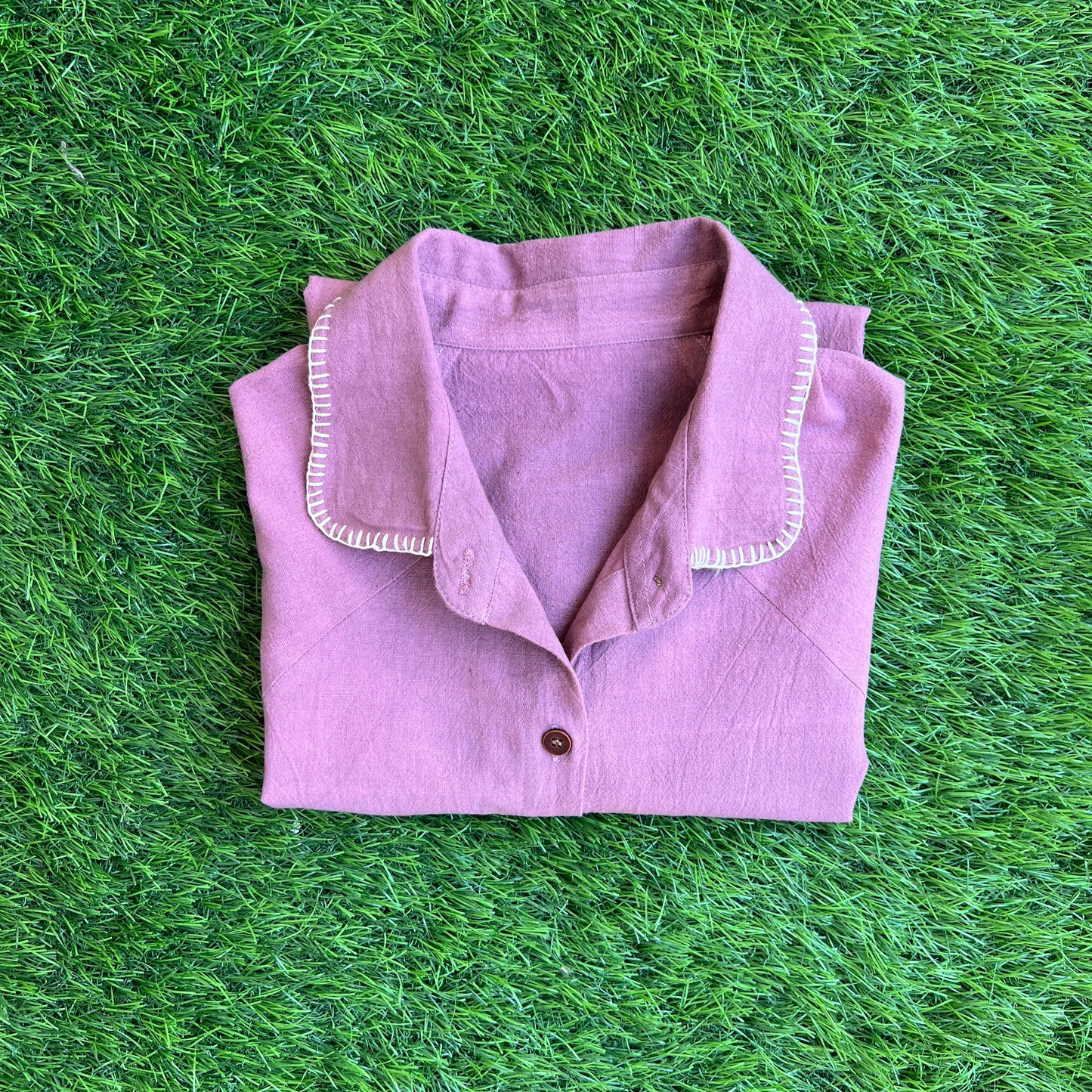 Women's Purple Sand with Hand-Embroidered Collar