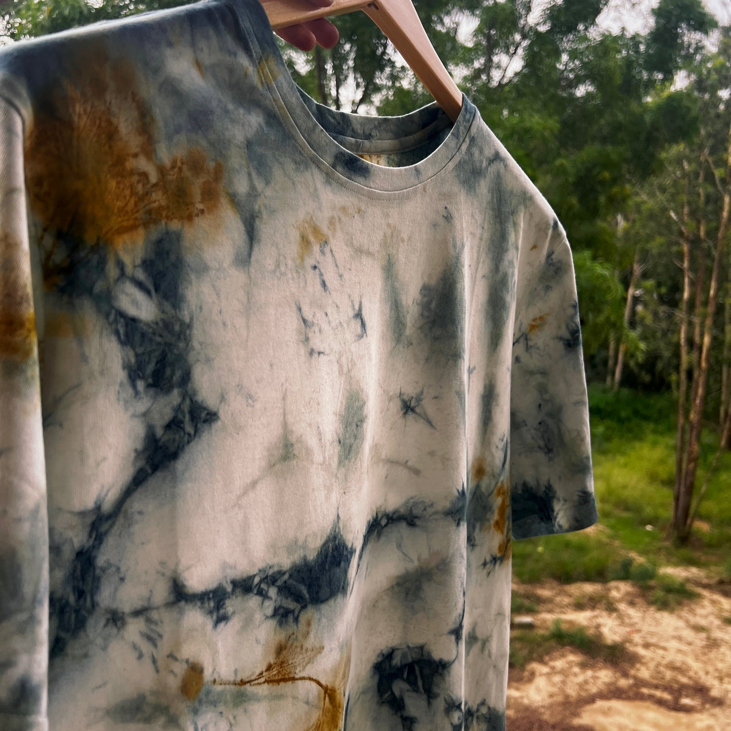Whimsical Falls & Indigo Eco-print T-Shirts For Men