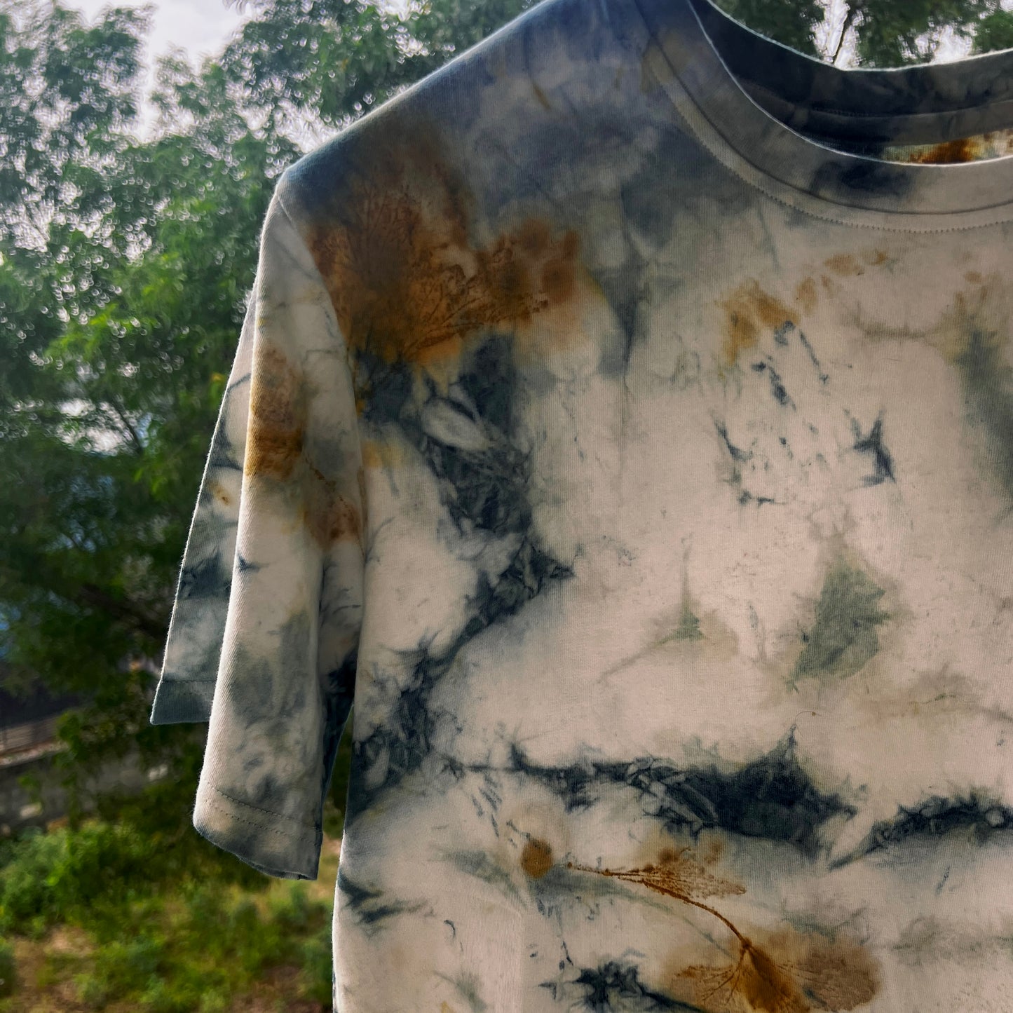 Whimsical Falls & Indigo Eco-print T-Shirts For Men
