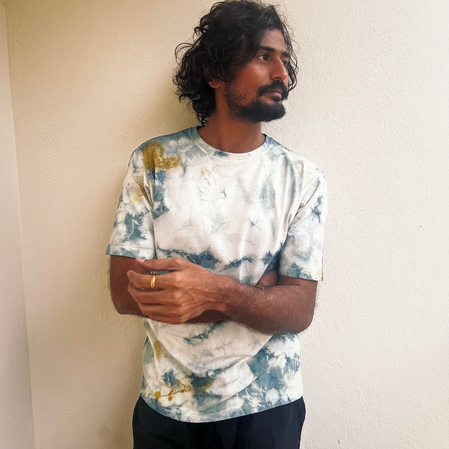 Whimsical Falls & Indigo Eco-print T-Shirts For Men