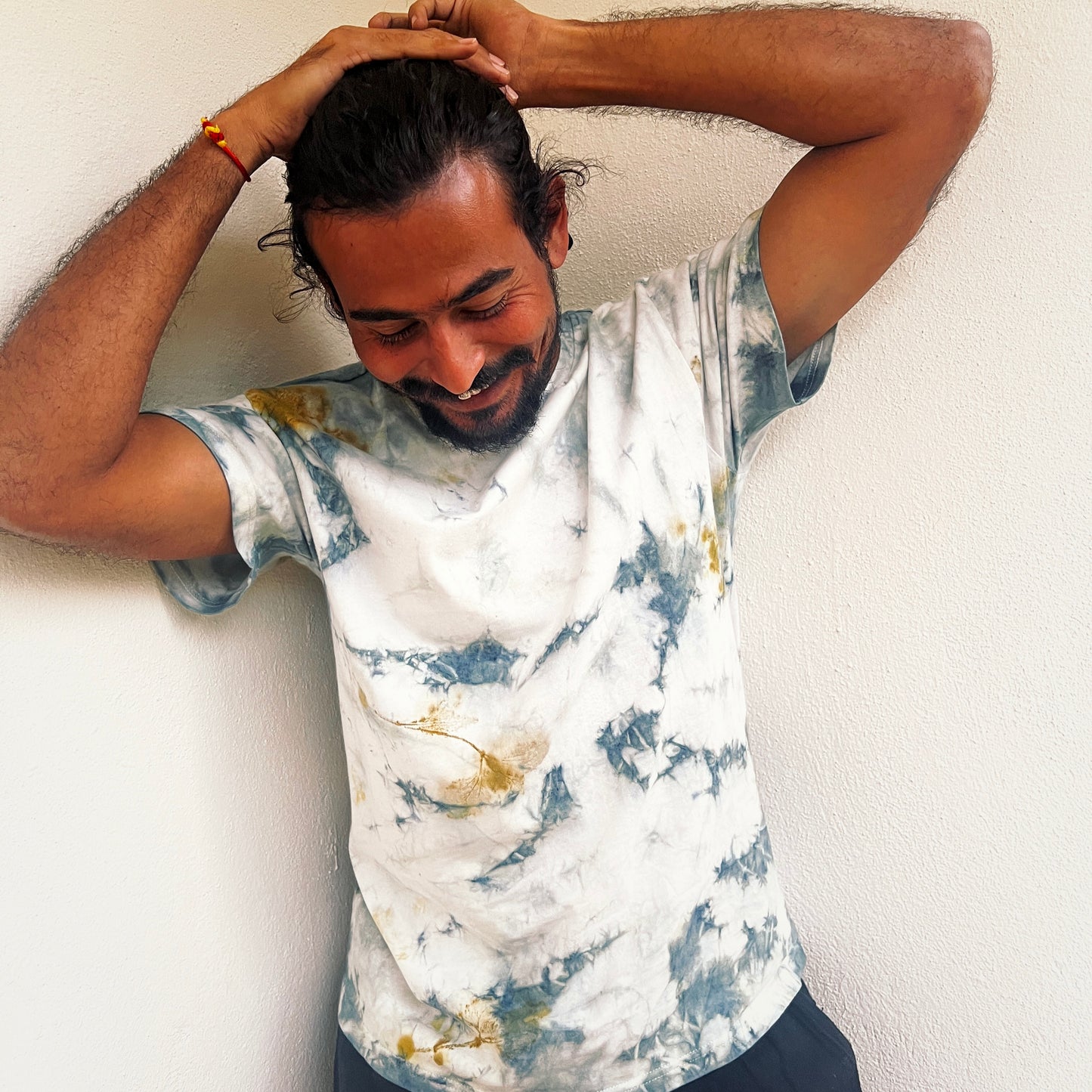 Whimsical Falls & Indigo Eco-print T-Shirts For Men