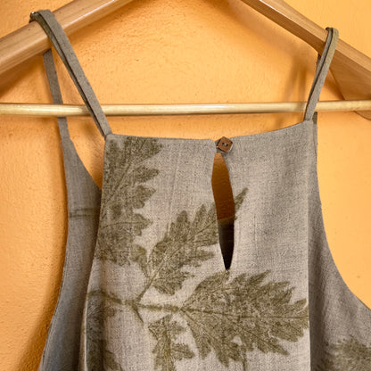 Women’s Eco-Printed Kala Cotton Blouse – Shiny Oak Leaf Impressions
