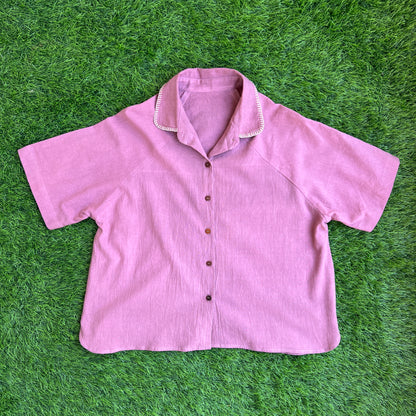 Women's Purple Sand with Hand-Embroidered Collar