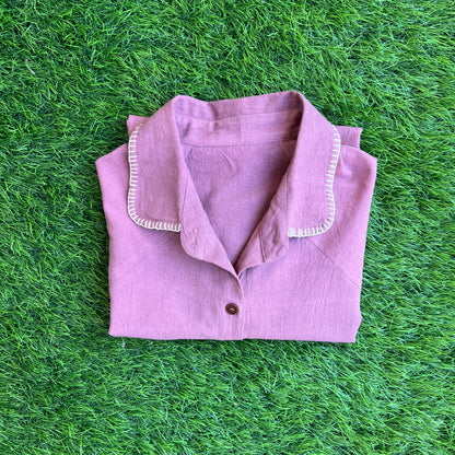 Women's Purple Sand with Hand-Embroidered Collar