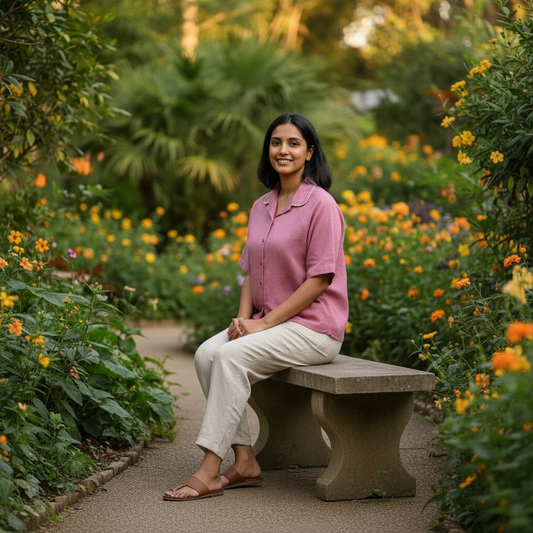 Women's Purple Sand with Hand-Embroidered Collar