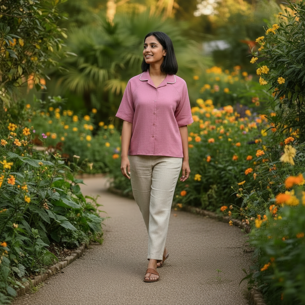 Women's Purple Sand with Hand-Embroidered Collar