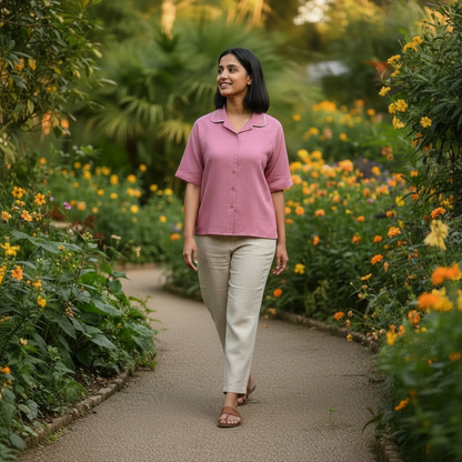 Women's Purple Sand with Hand-Embroidered Collar