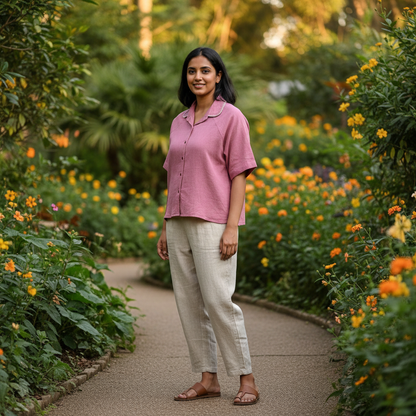 Women's Purple Sand with Hand-Embroidered Collar
